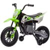 12V Kids Electric Motorcycle w/ Twist Grip Throttle Training Wheels, Rear Suspension, Music for Aged 3-6 Years, Green