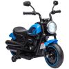 6V Kids Motorcycle Ride-on with Training Wheels Single-Button Start Blue Battery-Operated Vehicle