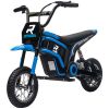 24V 350W Electric Dirt Bike, Up to 15 MPH w/ with Brake, Music Horn, Rear Suspension for Ages 13+ Years, Blue