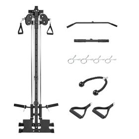 LAT Pull Down Machine, 3-in-1 Row Cable Machine, Cable Machines Home Gym with 18-Level Height Adjustment, Wall-Mount Design