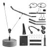 Pulley System, 2 PCS LAT and Lift Pulley System, Gym Rack Pulleys Attachment with two Steel Cables, Short Bar, Dual Grip Handles