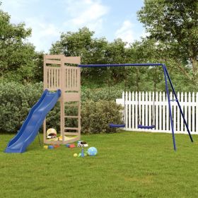 Outdoor Playset Natural Wood Solid Pine Wood Large Durable
