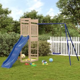 Outdoor Playset Natural Wood Solid Pine Wood Large Seats Many