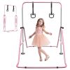 Expandable Gymnastics Bar for Kids - Height Adjustable Junior Training Bar for Home, Folding Gymnastic Horizontal Bars Equipment Pink