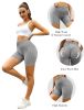 NSQTBA Workout Shorts for Women High Waist Booty Shorts Butt Lift Grey L