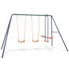 Swing Set Blue Steel and Plastic Ages 3-10 Durable Swing Set