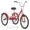 Folding Adult Tricycle, 24-Inch Adult Folding Trikes, Carbon Steel 3 Wheel Cruiser Bike with Large Basket & Adjustable Seat