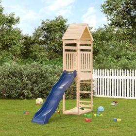 Outdoor Playset Natural Pine and Blue Solid Pine wood Large