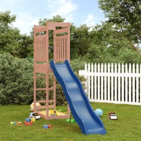 Outdoor Playset Wooden - natural wood color, Blue slide