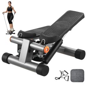 Stair Stepper, Mini Stepper for Exercise at Home, Hydraulic Fitness Stepper with Resistance Bands, Full Body Workout Cardio Equipment