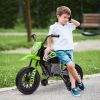 12V Kids Electric Motorcycle w/ Twist Grip Throttle Training Wheels, Rear Suspension, Music for Aged 3-6 Years, Green