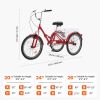 Folding Adult Tricycle, 24-Inch Adult Folding Trikes, Carbon Steel 3 Wheel Cruiser Bike with Large Basket & Adjustable Seat