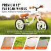 Toddler Balance Bike, 12" Lightweight Aluminum Alloy Kids Bike with Adjustable Seat & Handlebar, EVA Foam Tires