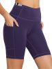 Womens Workout Shorts with Pockets High Waisted Shorts 6" Inseam Purple L