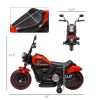 6V Ride-on Motorcycle for Kids with Training Wheels Red Battery-Operated Motorbike Single-Button Start