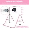 Expandable Gymnastics Bar for Kids - Height Adjustable Junior Training Bar for Home, Folding Gymnastic Horizontal Bars Equipment Pink