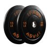 Olympic Weight Plates, Rubber Bumper Plates, 2 Inch Steel Insert 15lb Bundle Options Available for Home Gym Strength Training, Weightlifting