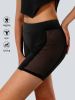 High-Waist Mesh Panel Yoga Shorts – 3'' Inseam, Sheer & Sexy, Stretchy Workout Essentials for Women"
