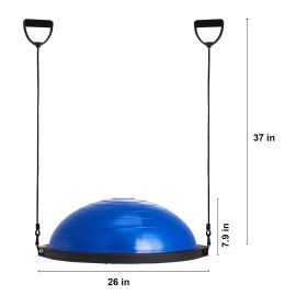 Half Exercise Ball Trainer, 26 inch Balance Ball Trainer, 1500lbs Capacity Stability Ball, Yoga Ball with Resistance Bands & Foot Pump (Color: Blue, Top Non-Slip Texture: Wavy Pattern)